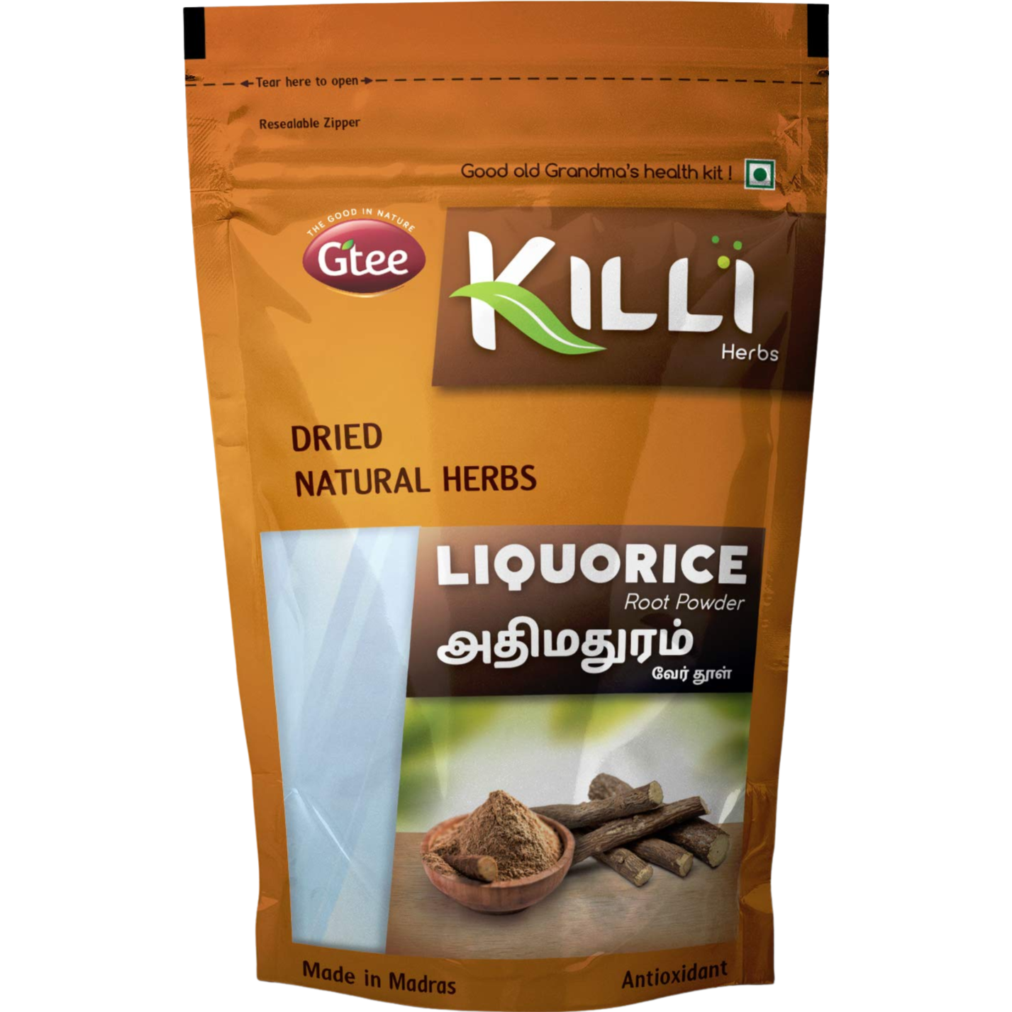 Case of 1 - Gtee Killi Liquorice Natural Herb - 100 Gm (3.5 Oz)