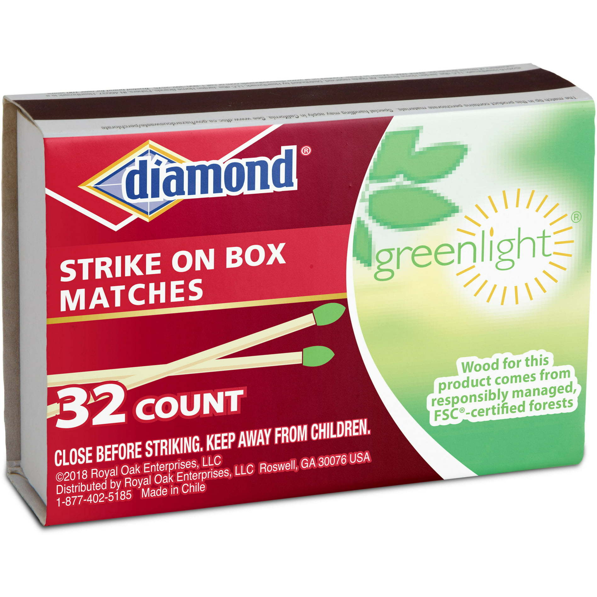 Case of 5 - Diamond Strike On Box Matches - 10 Pk