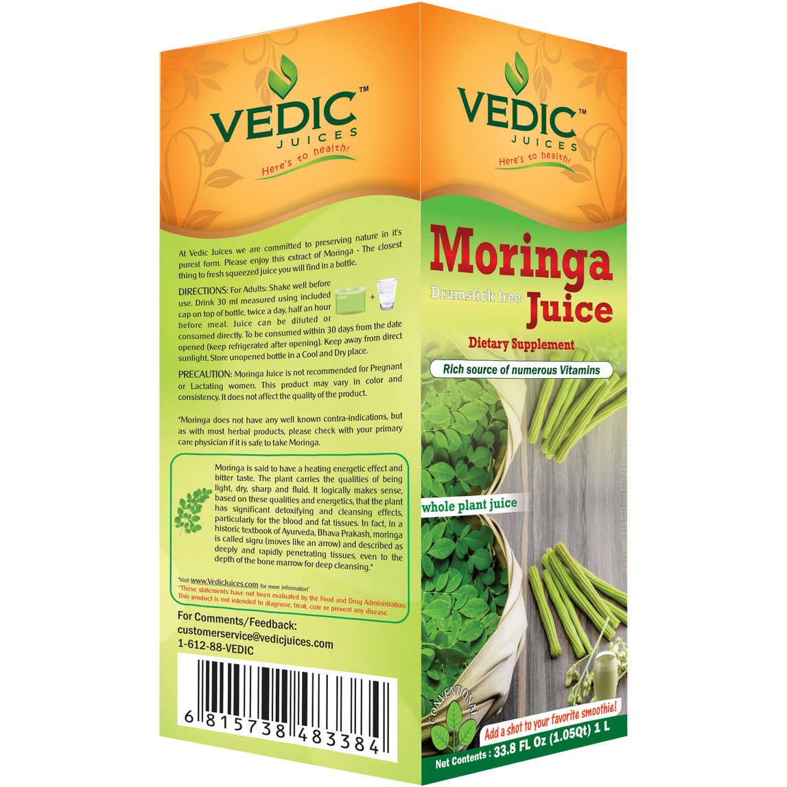 Vedic Moringa Juice - 1 L (33.8 Fl Oz)