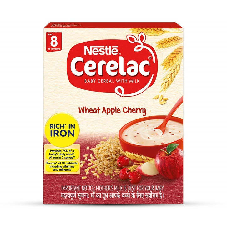 Case of 12 - Nestle Cerelac Wheat Apple Cherry - 300 Gm (10.5 Oz) [Fs]
