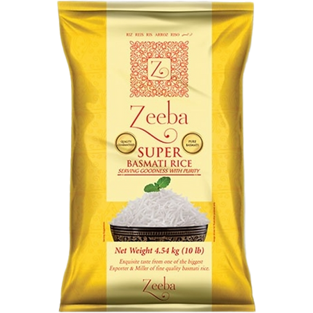Case of 4 - Zeeba Super Basmati Rice - 10 Lb (4.54 Kg)