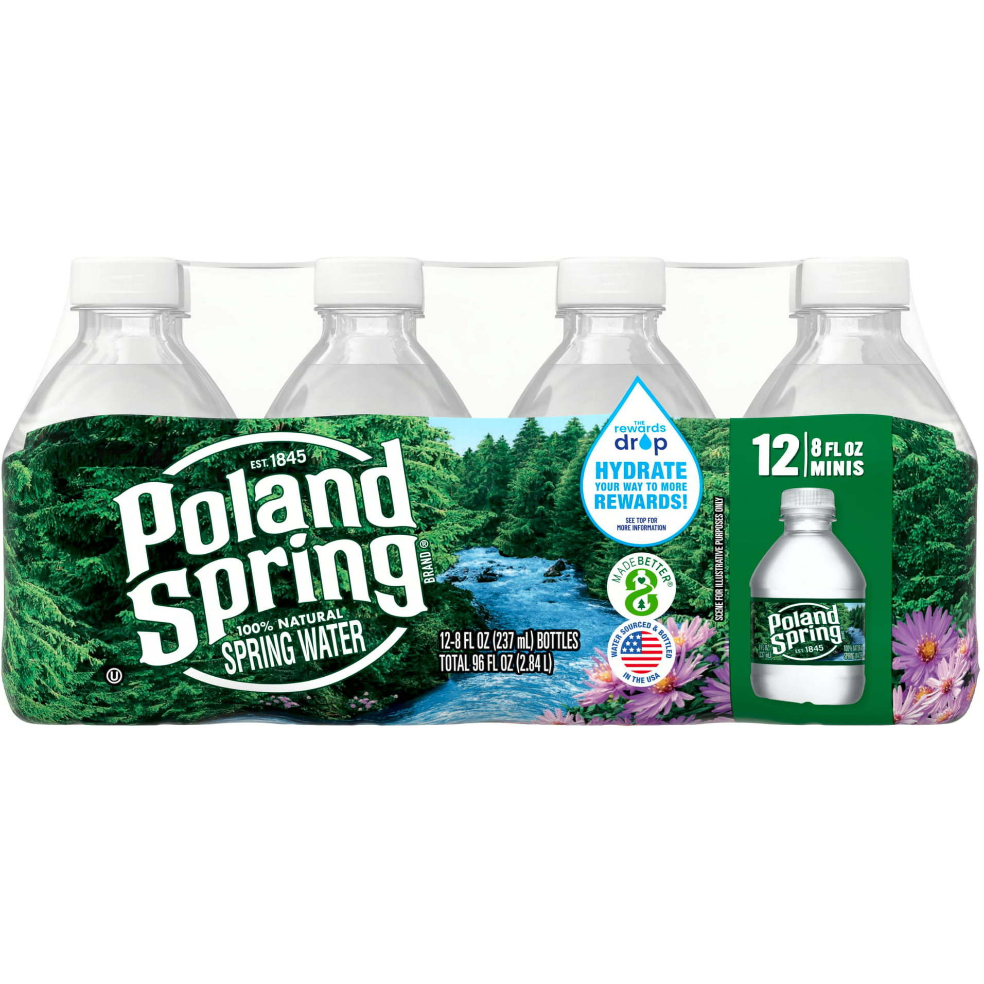 Case of 4 - Poland Spring Natural Water 12 Pack - 8 Oz