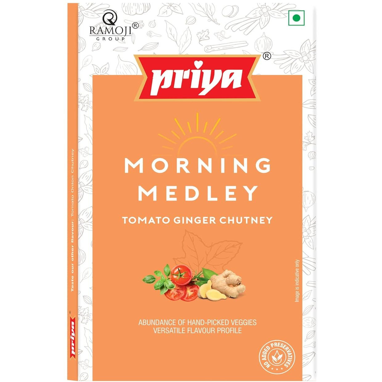 Case of 12 - Priya Morning Medley Tomato Ginger Chutney - 100 Gm (3.5 Oz)