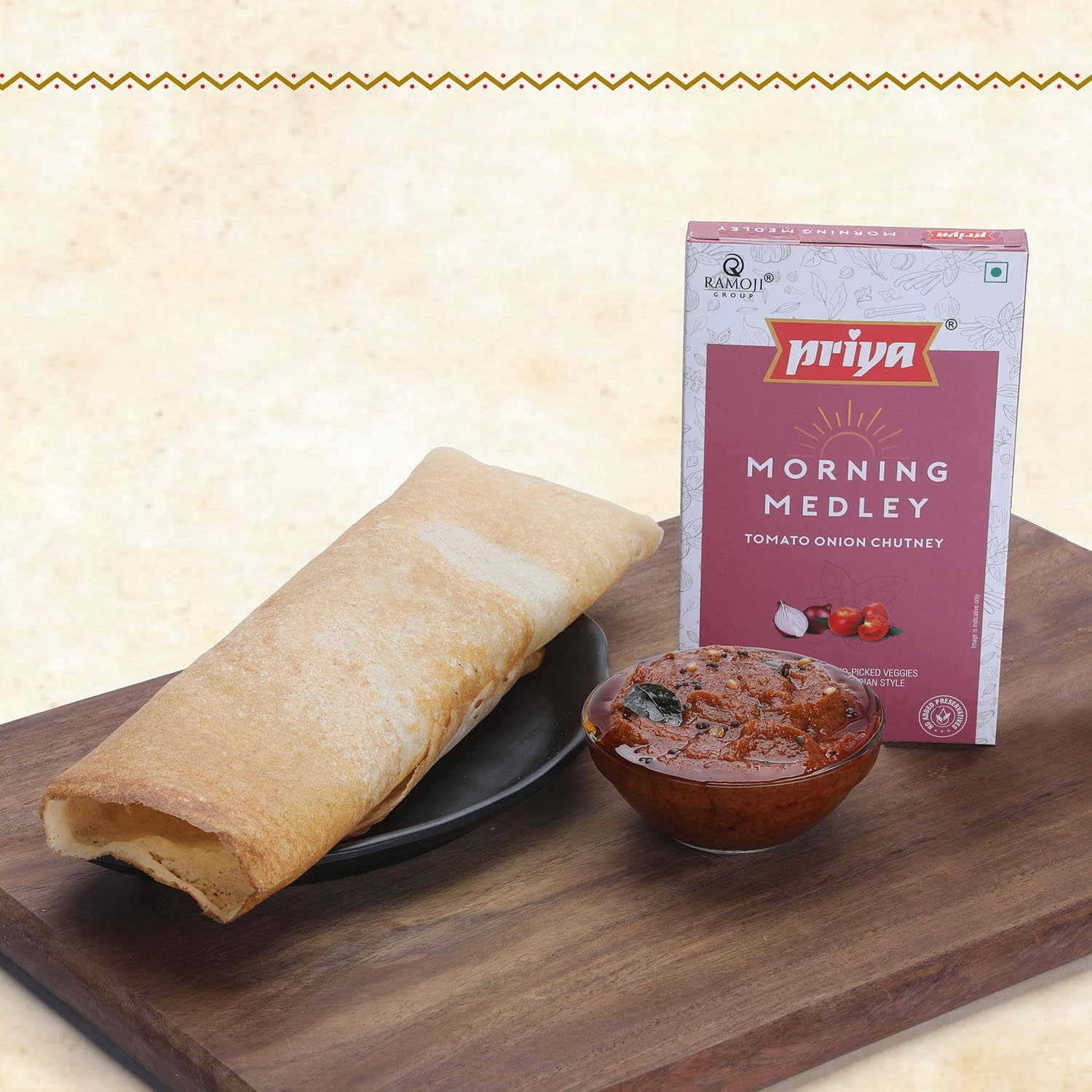 Priya Morning Medley Tomato Onion Chutney - 100 Gm (3.5 Oz)