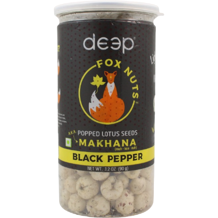 Case of 12 - Deep Fox Nuts Makhana Black Pepper - 90 Gm (3.2 Oz)