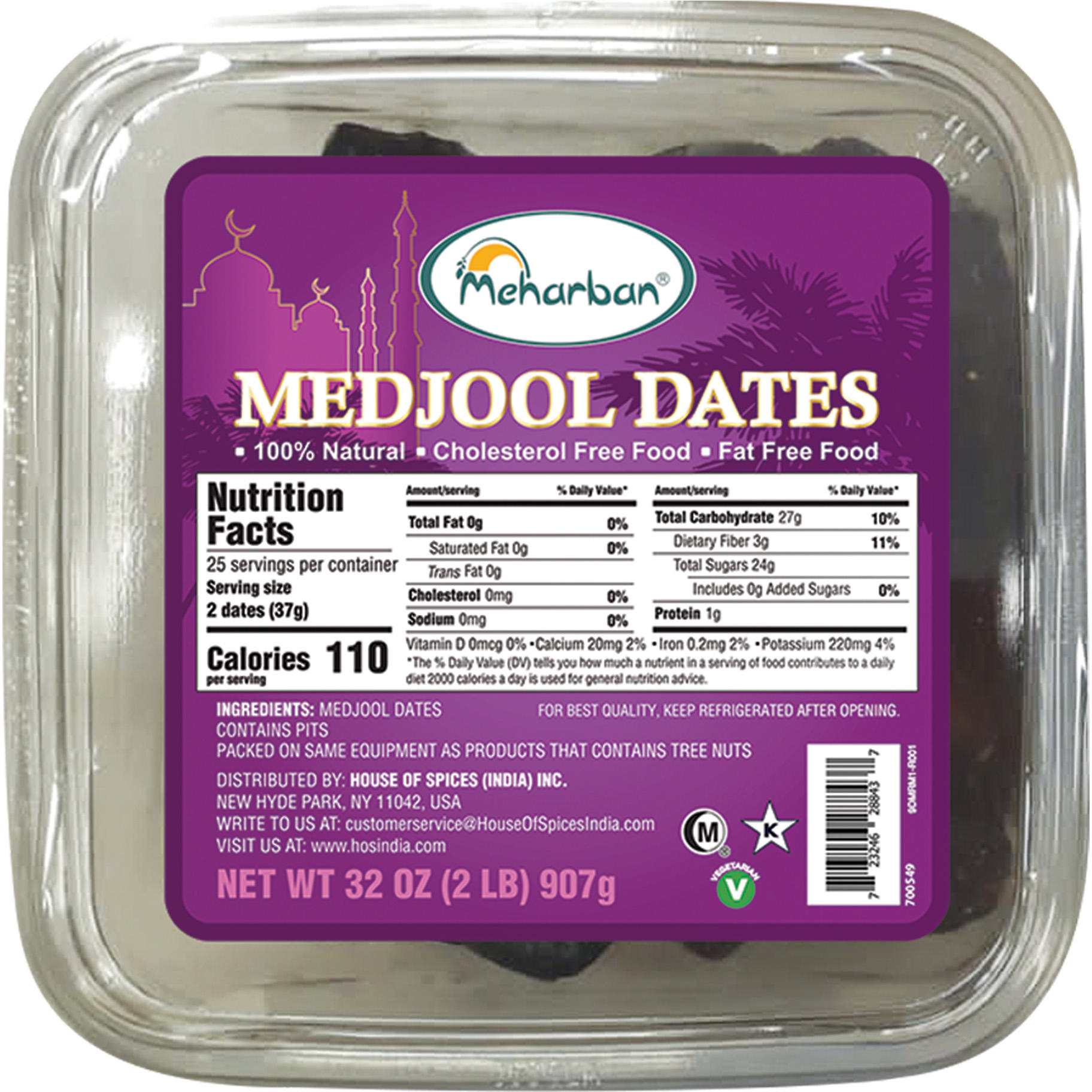 Meharban Medjool Dates - 2 Lb (907 Gm)