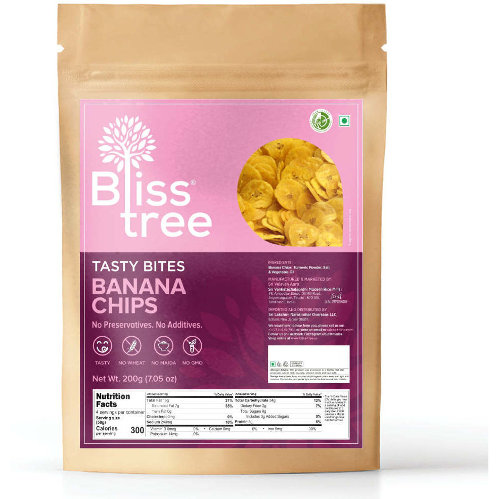 Case of 13 - Bliss Tree Banana Chips - 200 Gm (7.05 Oz)