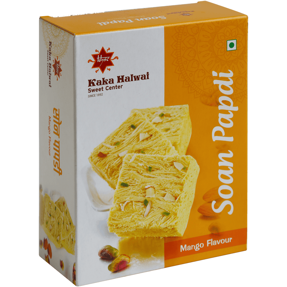 Case of 10 - Kaka Halwai Soan Papdi Mango Flavour - 250 Gm (8.8 Oz) [Fs]