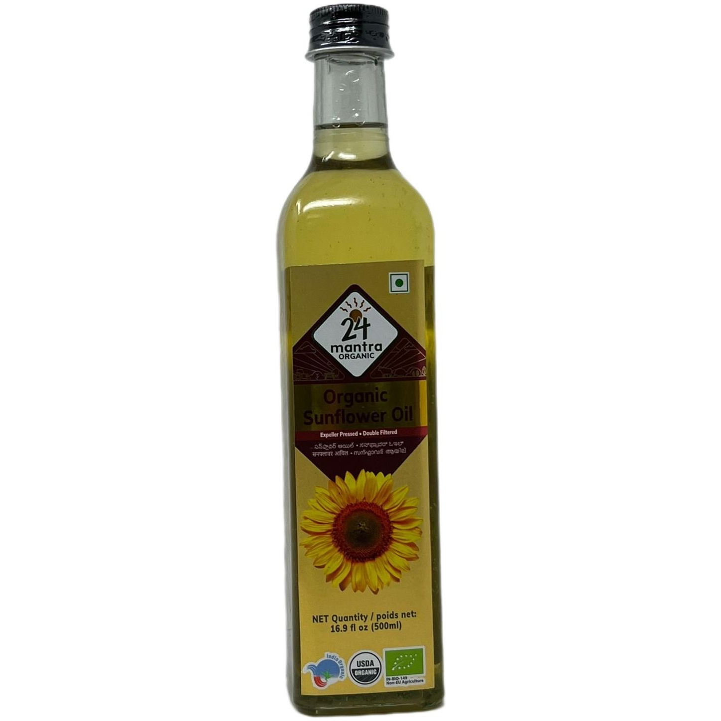 Case of 12 - 24 Mantra Organic Sunflower Oil - 500 Ml (16.9 Fl Oz)
