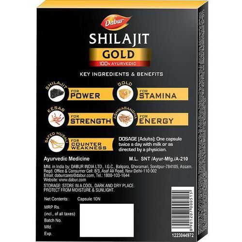 Dabur Shilajit Gold Ayurvedic Supplement  - 10 Capsules