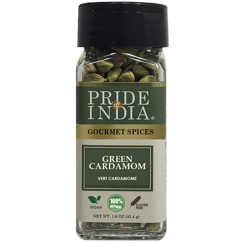 Pride of India ??? Green Cardamom Whole ??? Gourmet & Aromatic Spice ??? Flavoring agent for bakes/teas/drinks & more ??? Full Bodied Green Pods ??? 1.6 oz. Small Dual Sifter Bottle