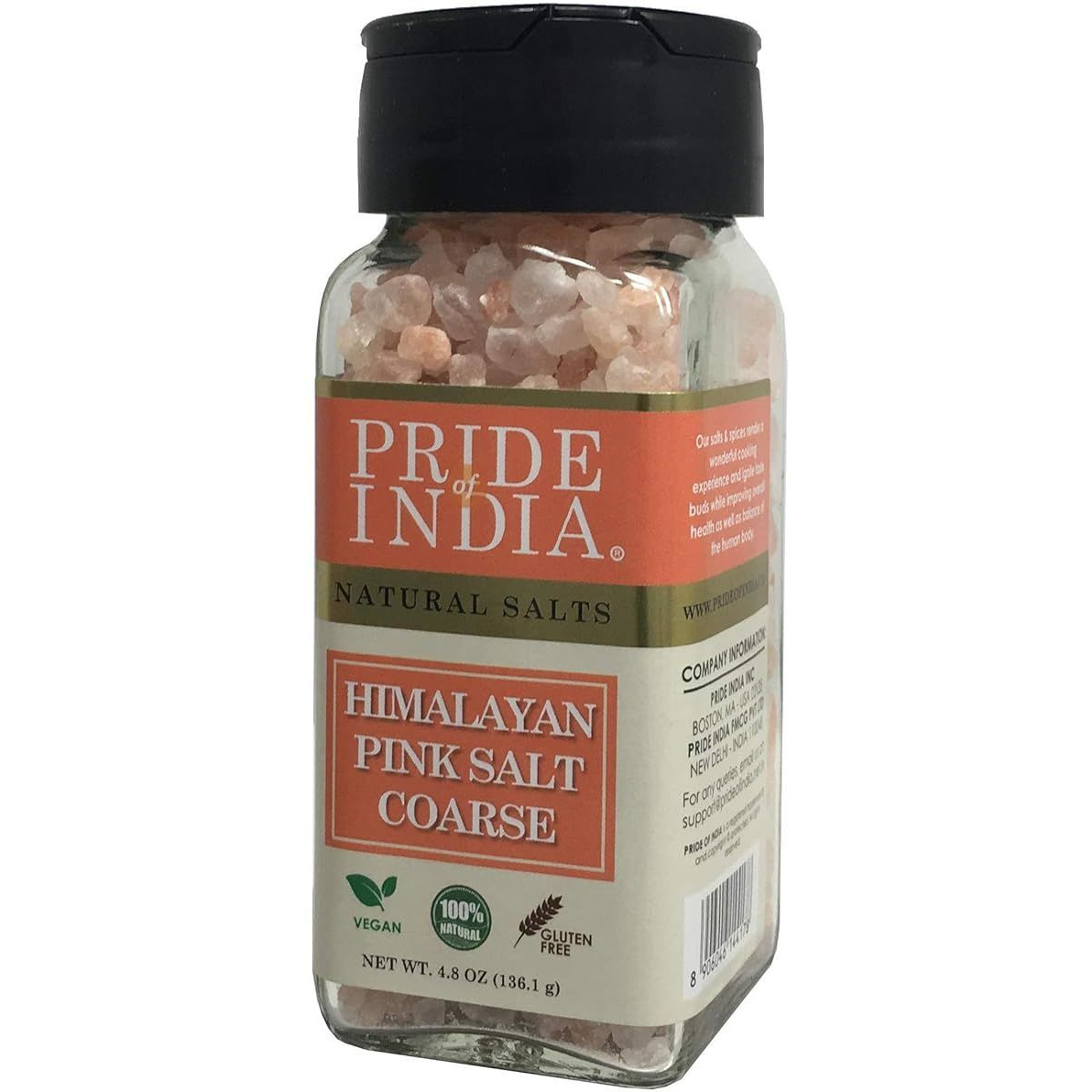 Pride Of India - Pure Himalayan Pink Salt - Enriched w/ 84+ Natural Minerals, Dual Sifter, Coarse Grind (4.8 oz, 136.1 gm)