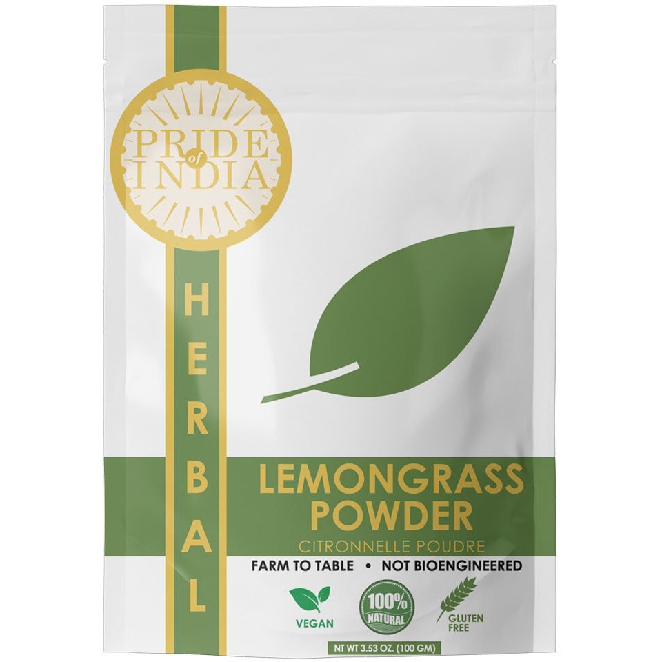 Pride of India ??? Lemongrass Powder ??? Ideal for Cooking & Drinks ??? Perfect seasoning for Soups/Salads/Marinades ??? Gourmet Condiment/Pure & Fresh ??? 3.53 resealable pouch pack