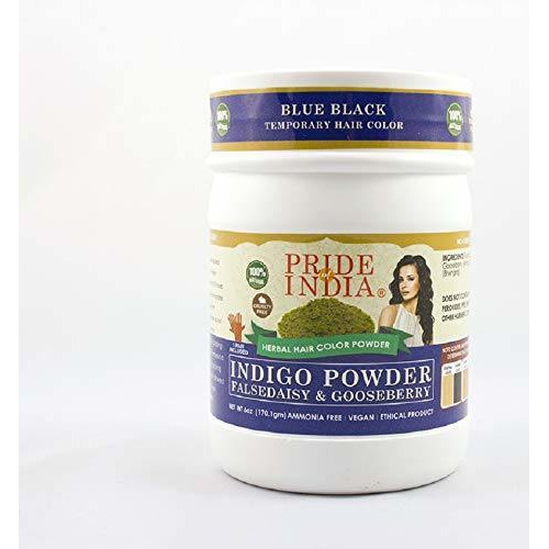 Herbal Indigo Powder - Blue Black - W Gloves 0.5Lb Jar oz