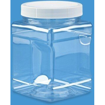 Clear Food Grade PET Plastic Square Grip Storage Jar w/ Cap - 32 Fluid Ounces (3-4 Cup Storage Capacity) BUY 1 GET 1 FREE (MIX AND MATCH - PROMO APPLIES AT CHECKOUT) by Pride Of India 6.00 oz