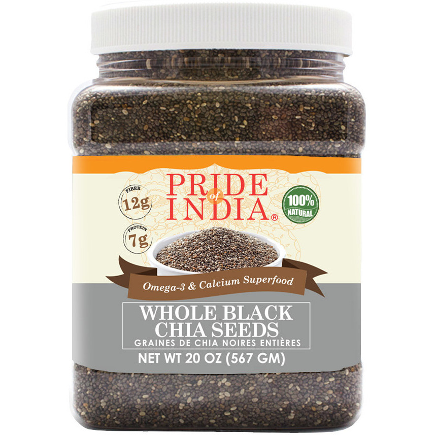 Whole Black Chia Seeds - 24 Ounce / 680 Grams Jar (48+ Servings) - Proudly Made in America - Healthy Nourishing Essentials by Green Heights 24 oz