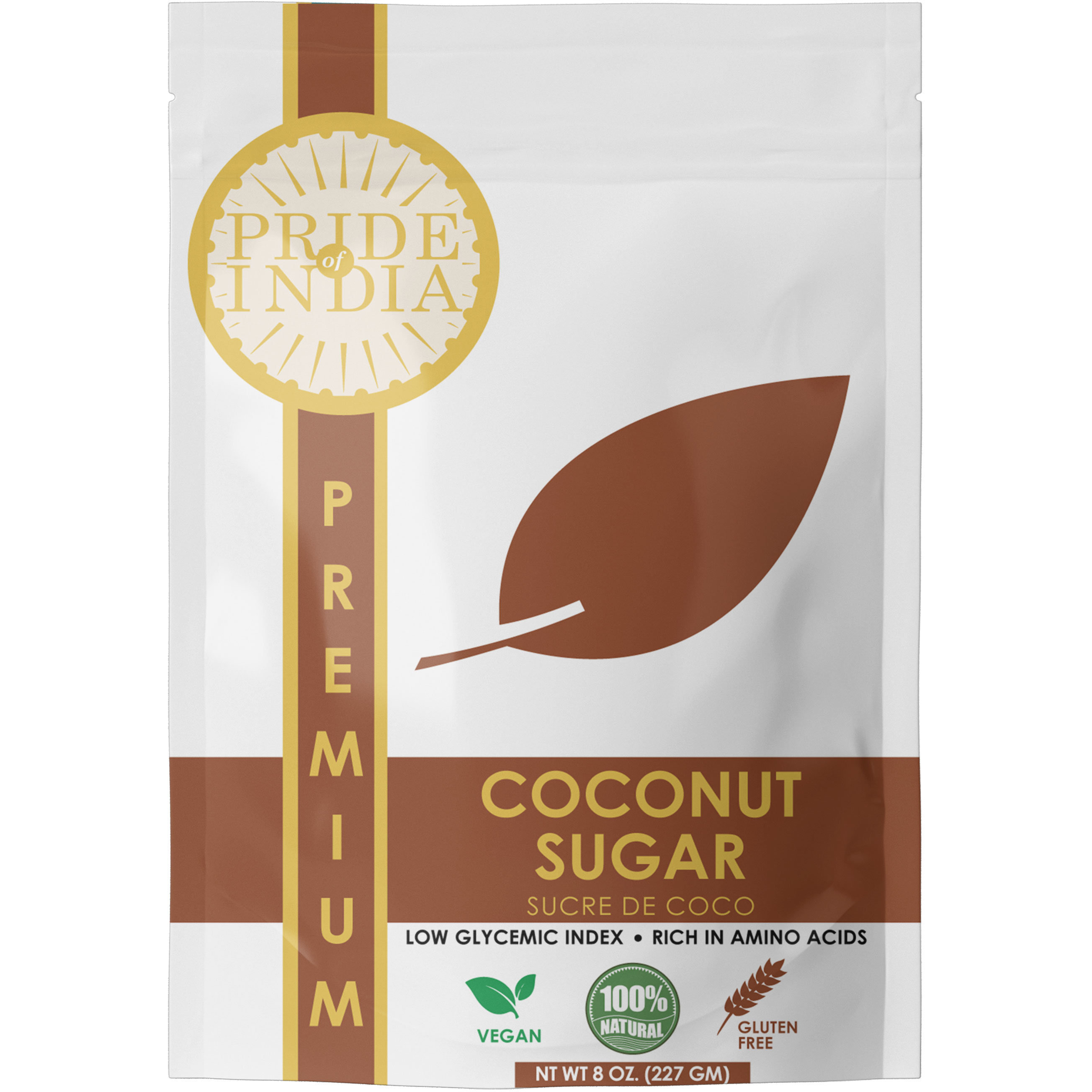 Coconut Sugar by Pride of India ??? Gourmet Grade & Gluten-Free ??? Diet-Friendly ??? Alternative to White Sugar ??? Add to Bakes/Beverages/Dishes - Available in 8 oz. Resealable Pouch for Freshness