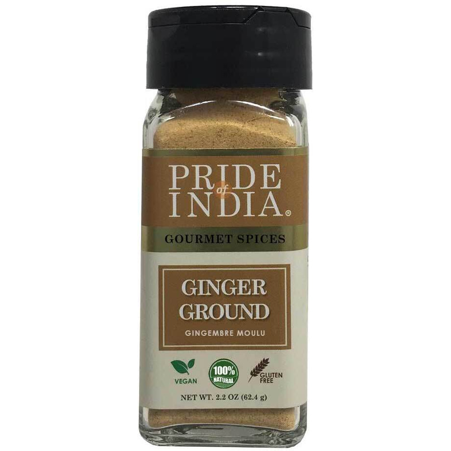 Pride of India ??? Ginger Fine Ground ??? Gourmet Spice ??? Blends Well ??? Good for Cooking/Baking/Tea & More ??? No Additives ??? Fresh Root Powder ??? Easy to Use ??? 2.2 oz. Small Dual Sifter Bottle