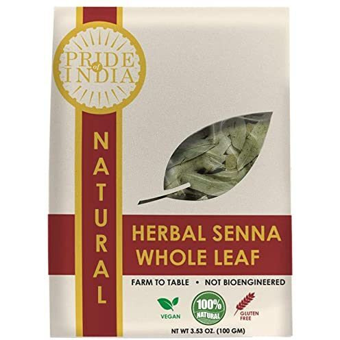 Pride Of India - Natural Senna Herbal Tea Leaf Whole, 3.53 oz (100gm)