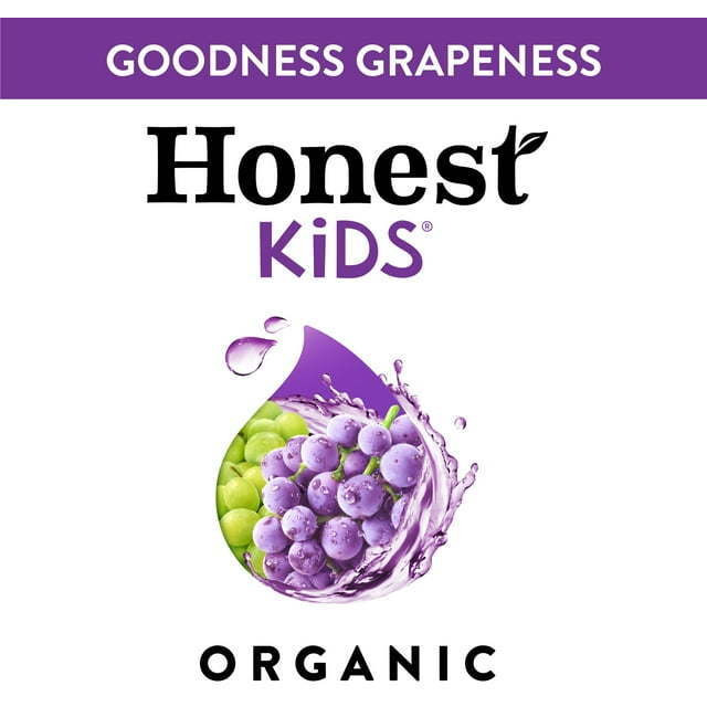 Honest Kids Organic Goodness Grapeness Grape Fruit Juice, 6.75 fl oz, 8 Pouches