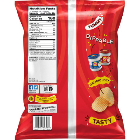 Lay's Wavy Original Potato Chips;  Party Size;  13 oz Bag