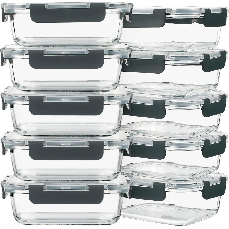 10 Pack Glass Meal Prep Containers Meal Prep Bowls Food Storage Containers Glass Food Prep Containers with Lids Lunch Container