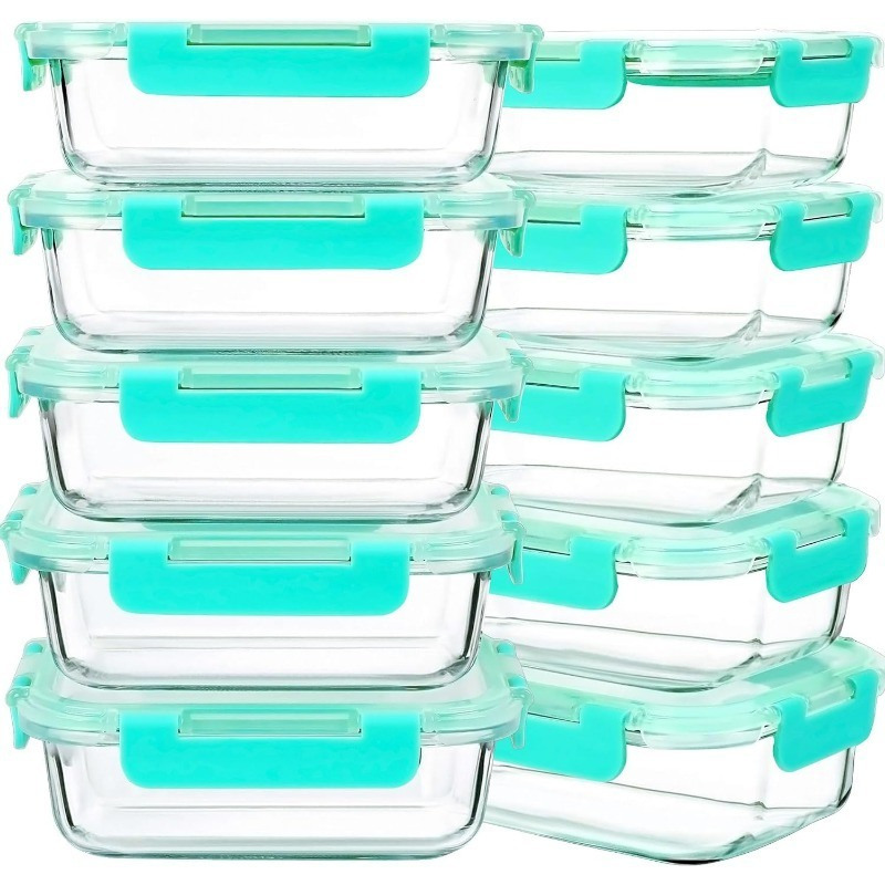 10 Pack Glass Meal Prep Containers Meal Prep Bowls Food Storage Containers Glass Food Prep Containers with Lids Lunch Container