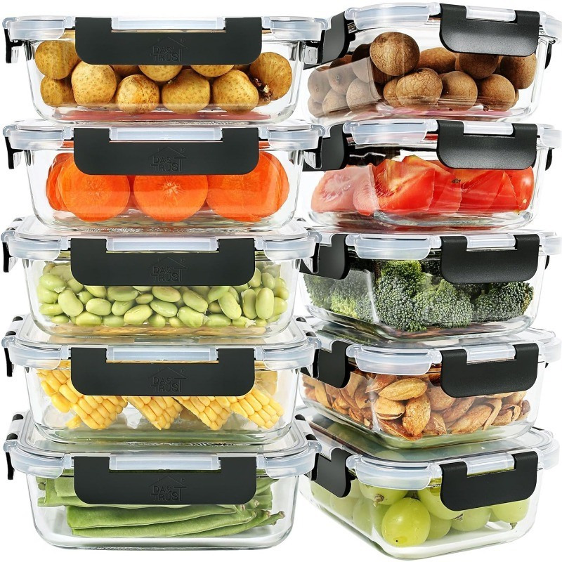 10 Pack Glass Meal Prep Containers Meal Prep Bowls Food Storage Containers Glass Food Prep Containers with Lids Lunch Container