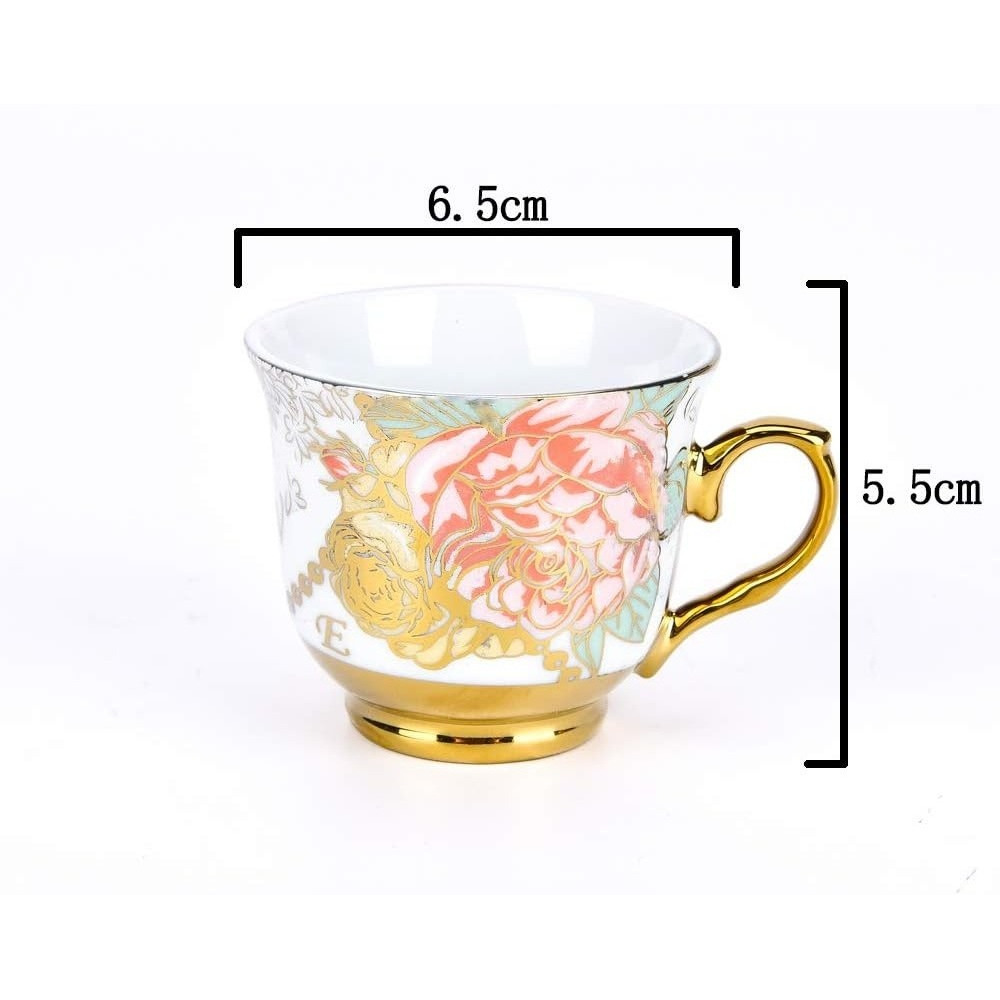 20 Piece European Ceramic Tea Set Coffee set, With Metal Holder,flower tea set,160ML/Cup, 460ML/Pot, Porcelain Tea Set