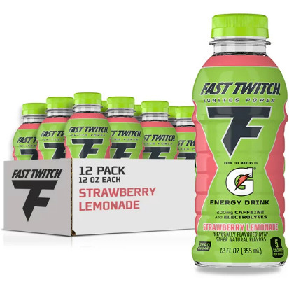 Fast Twitch Energy Drink;  Strawberry Lemonade;  12 oz;  12 Pack