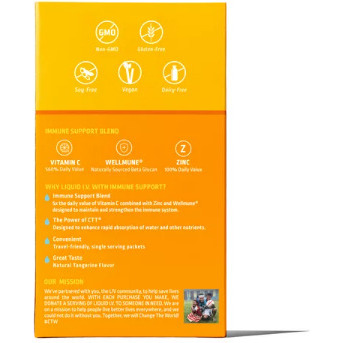 Liquid I.V. Hydration Multiplier+ Immune Support Electrolyte Powder Packet Drink Mix;  Tangerine;  6 Ct