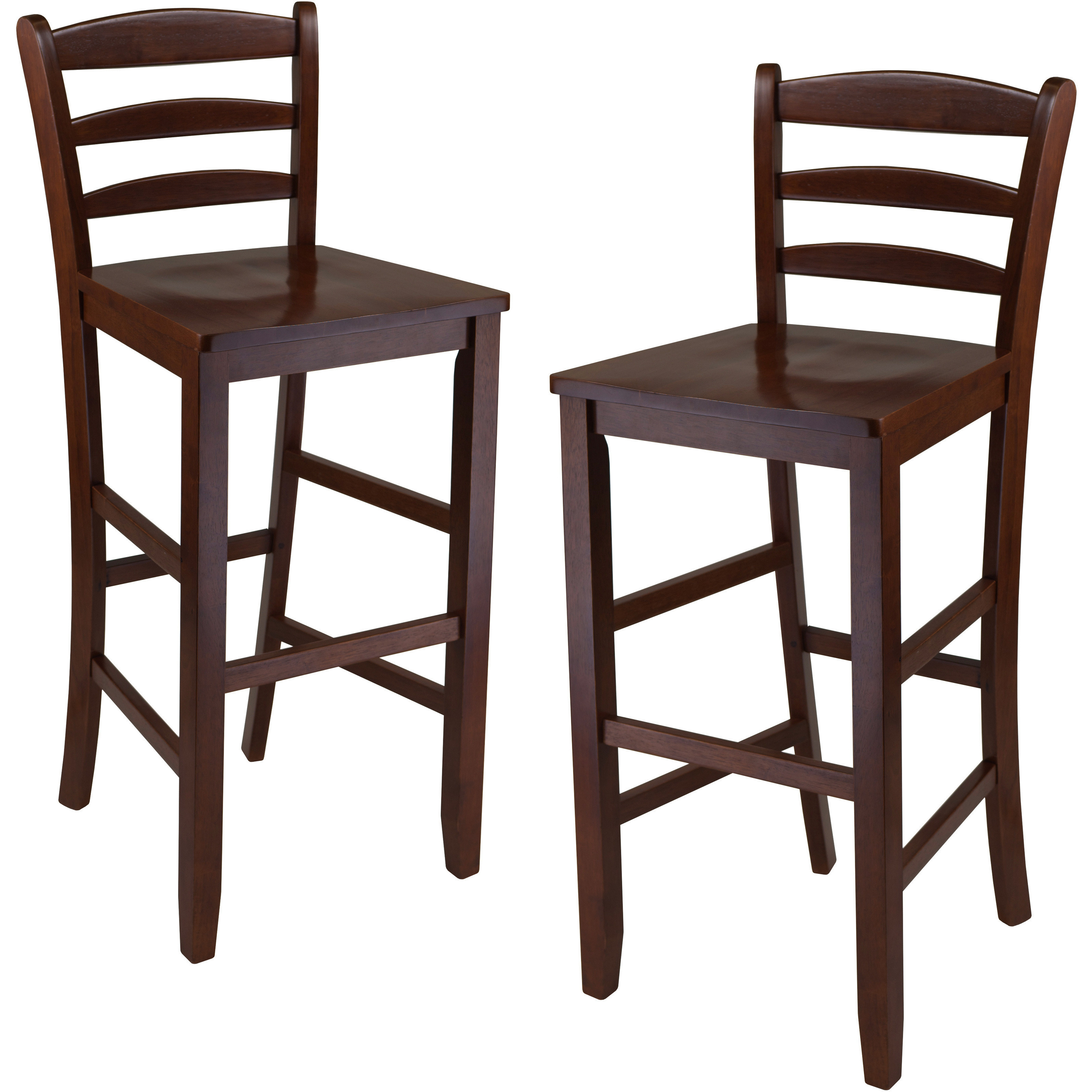 Benjamin 2-PC Ladder Back 30  Bar Stool Set Antique Walnut