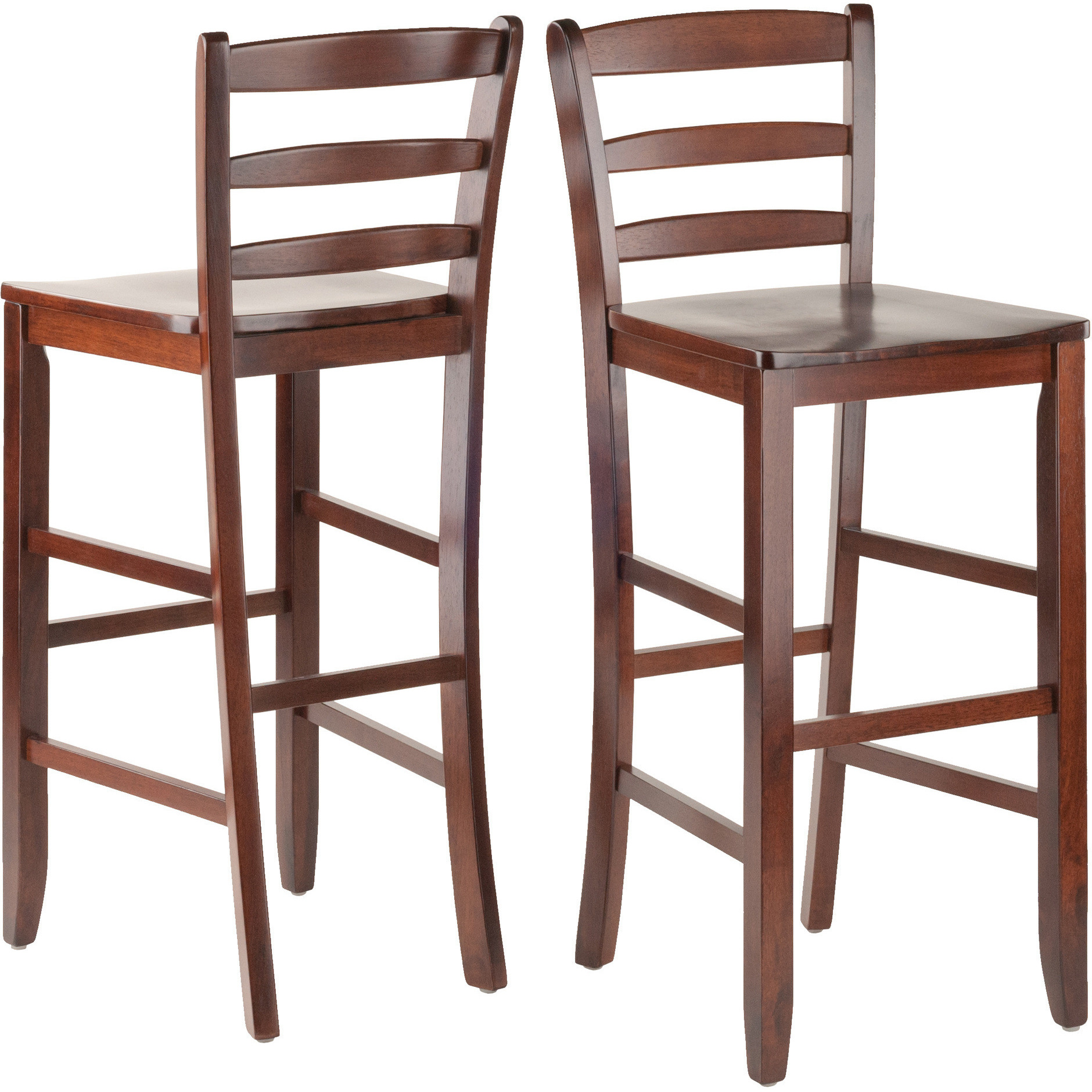 Benjamin 2-PC Ladder Back 30  Bar Stool Set Antique Walnut