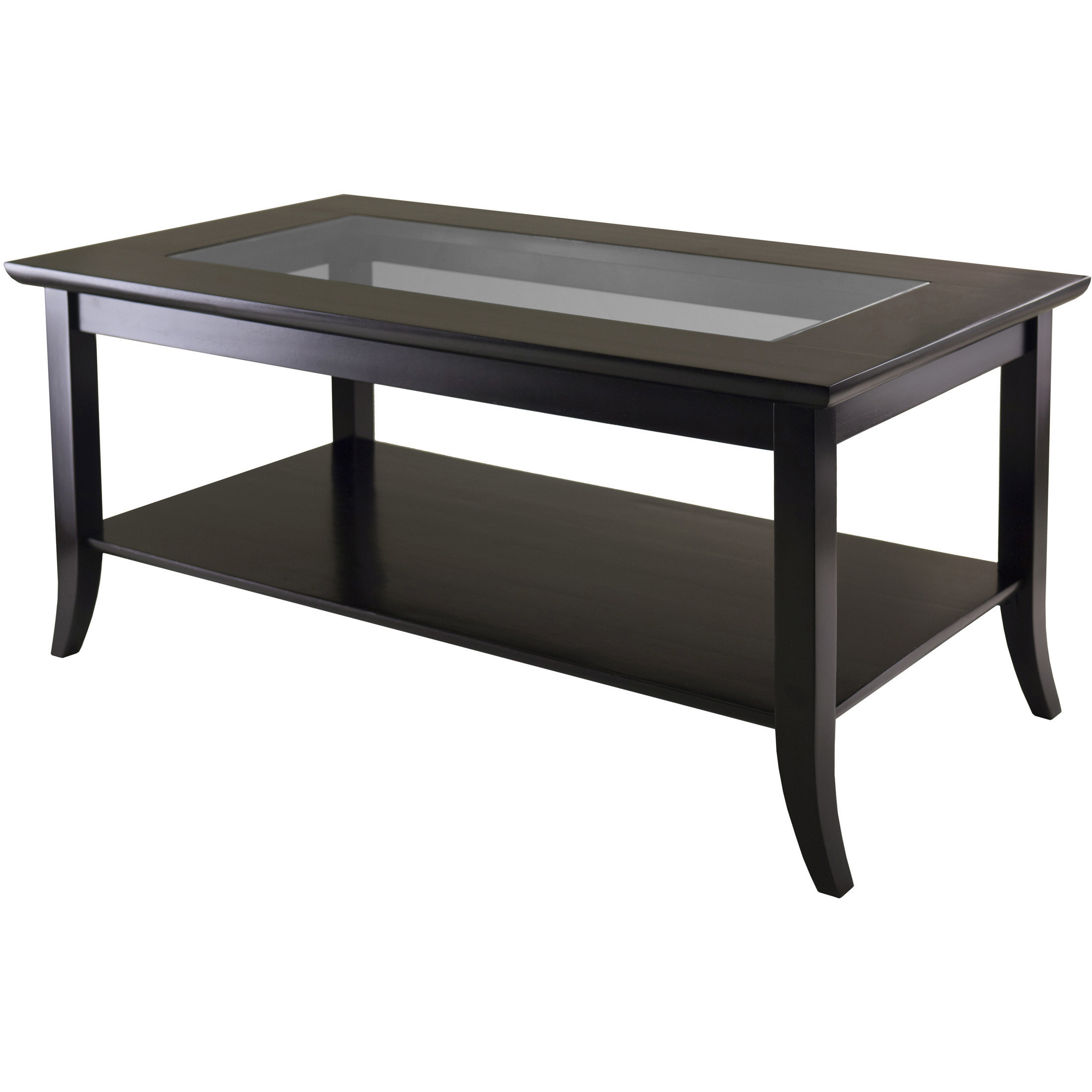 Genoa Rectangular Coffee Table with Glass top and Shelf