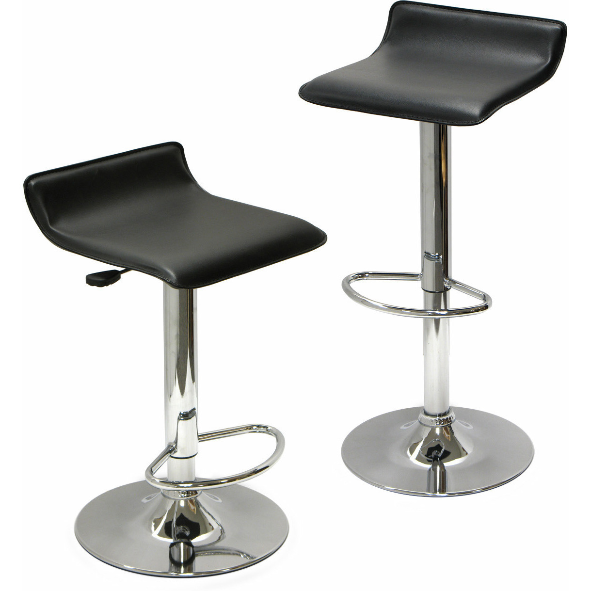 Spectrum Set of 2; Adjustable Air Lift Stool; Black Faux Leather; RTA