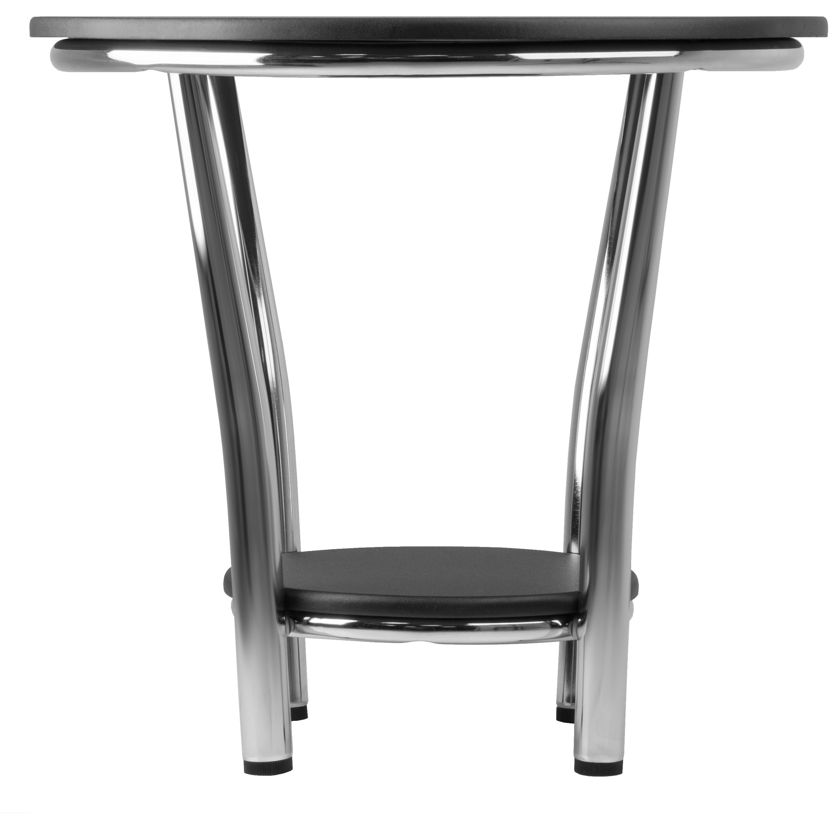 Maya Round End Table; Black Top; Metal Legs