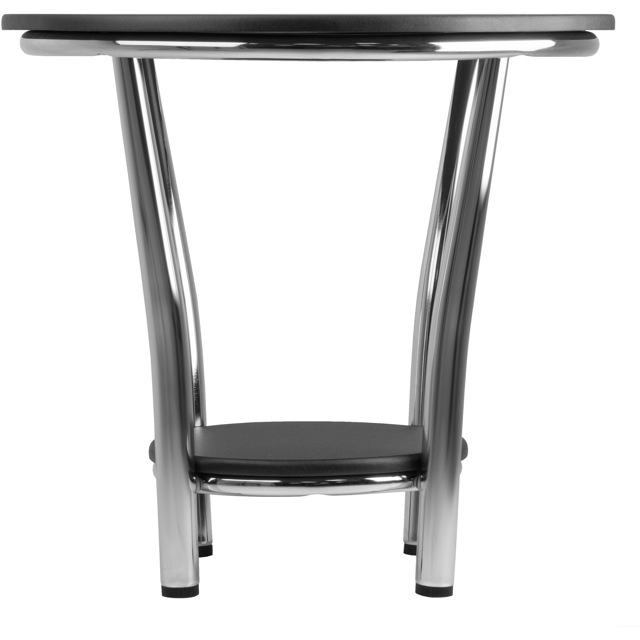 Maya Round End Table; Black Top; Metal Legs