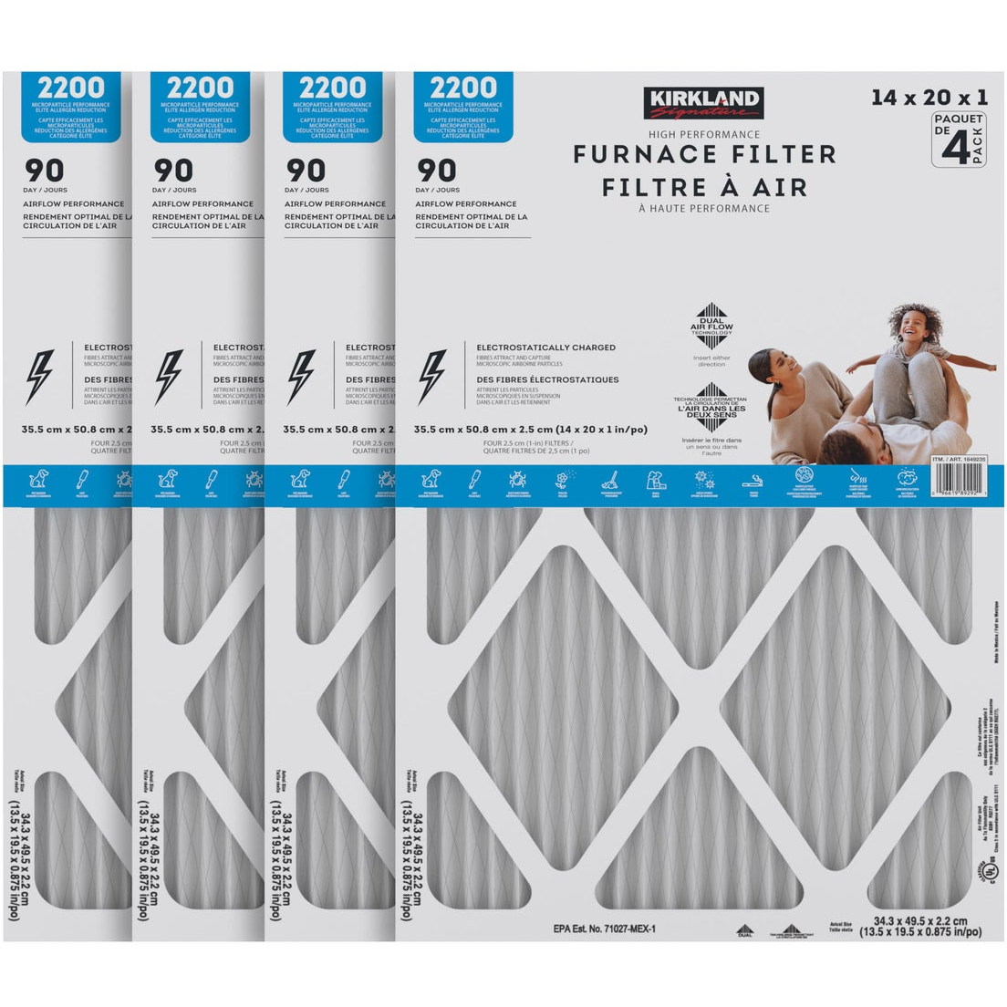 Kirkland Signature 2200 High Performance Furnace Filters, 4-pack