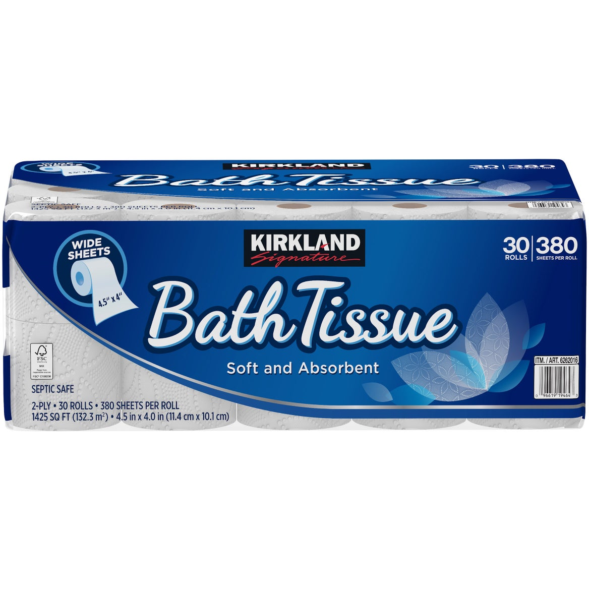 Kirkland Signature Bath Tissue, 2-Ply, 380 Sheets, 30 Rolls