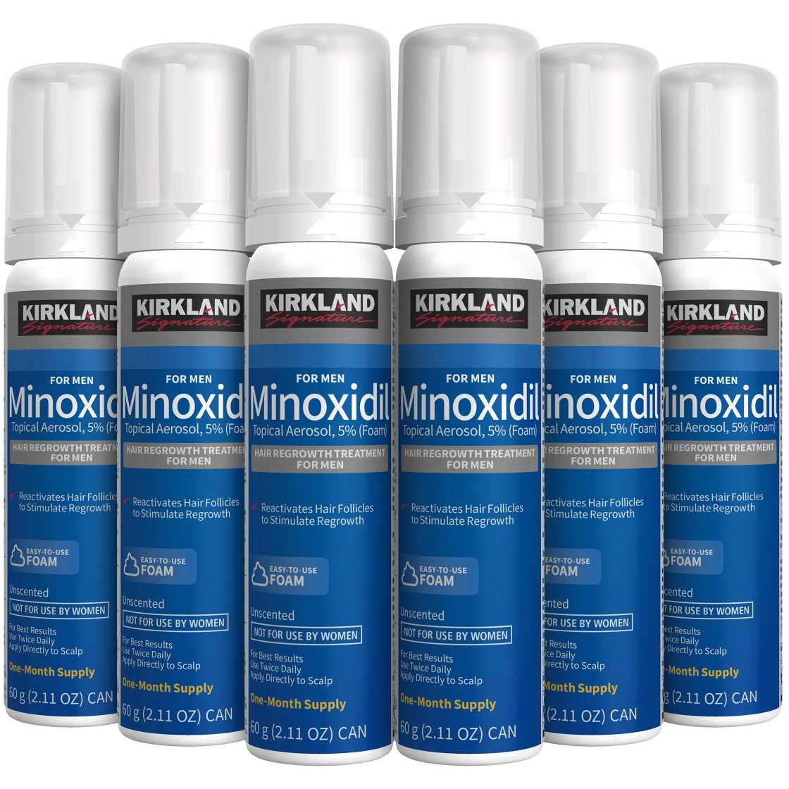 Kirkland Signature Hair Regrowth Treatment Minoxidil Foam for Men, 2.11 oz, 6-count