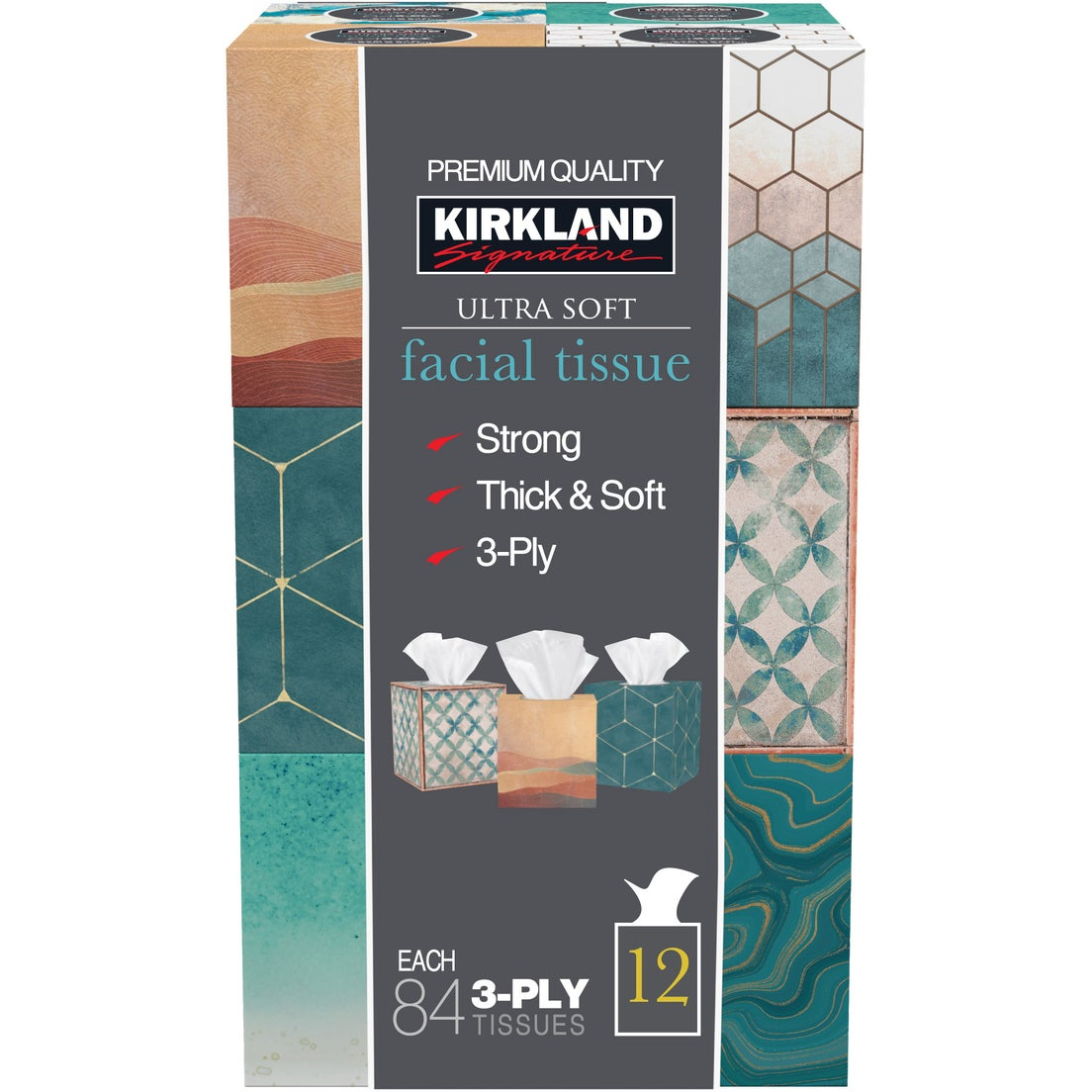 Kirkland Signature Facial Tissue, 3-Ply, 84-count, 12-pack