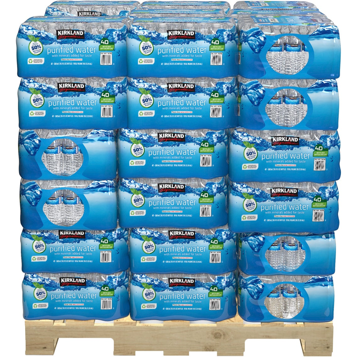 Kirkland Signature Bottled Water 16.9 fl oz, 40-count, 48 Case Pallet