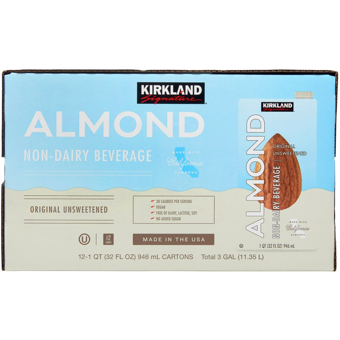 Kirkland Signature, Almond Milk, 1 qt, 12-count