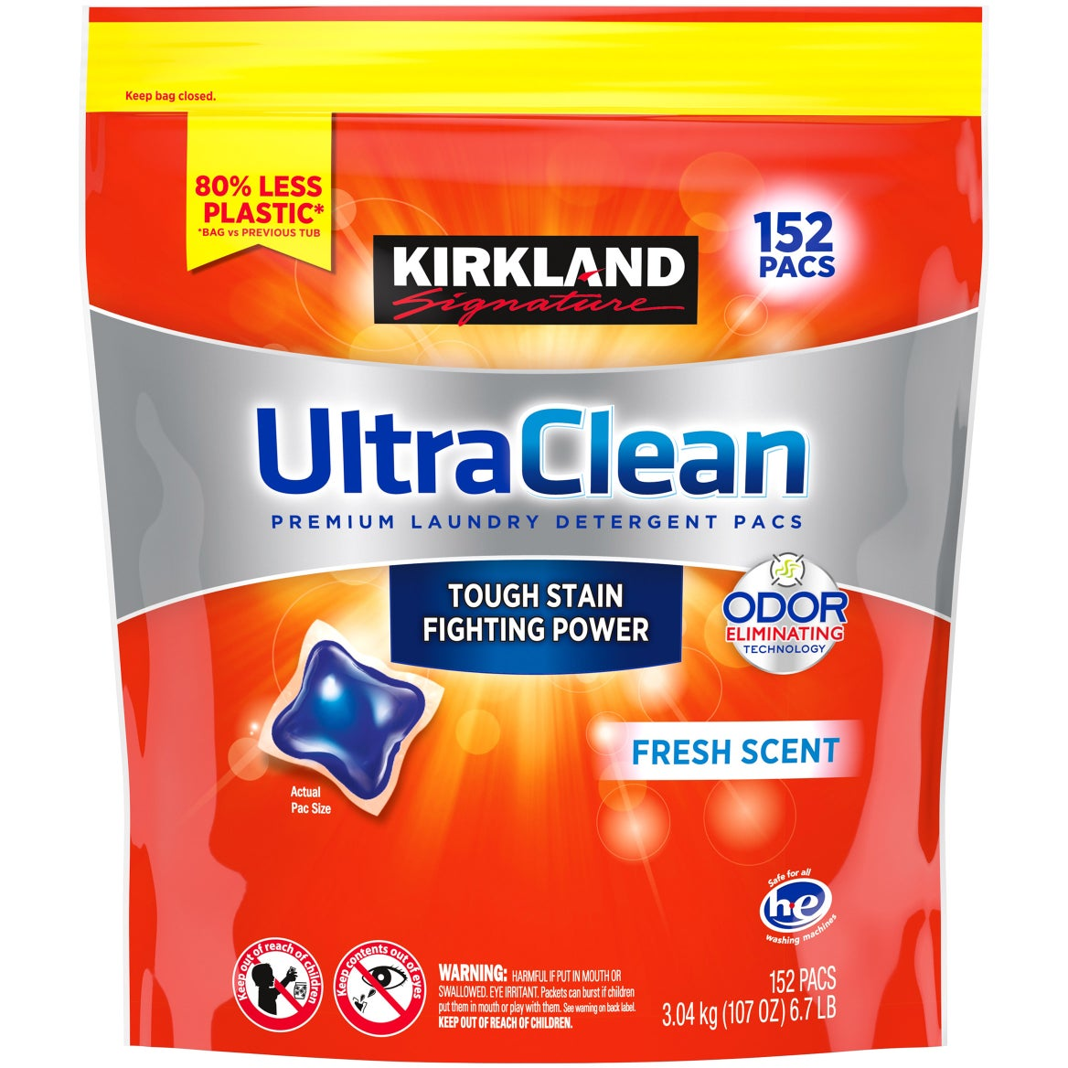 Kirkland Signature Ultra Clean Laundry Detergent Pacs, 152-count