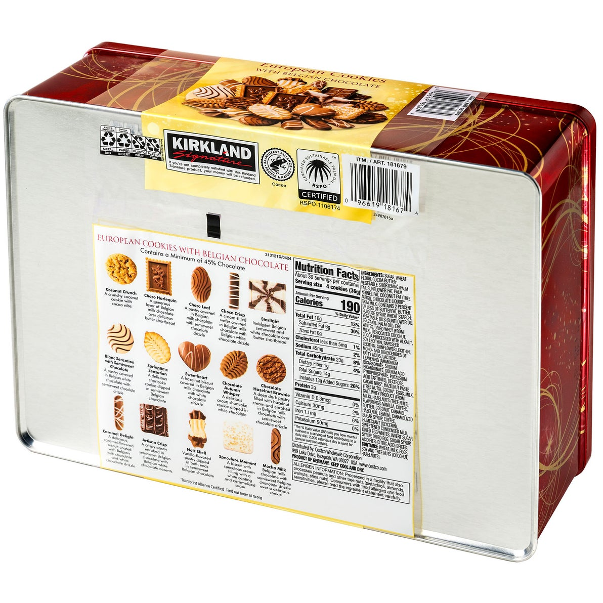 Kirkland Signature European Cookies With Belgian Chocolate, Assortment, 49.4 oz