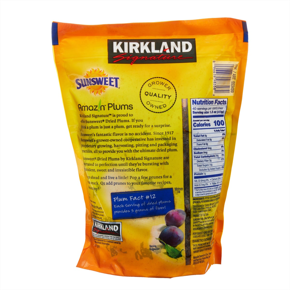 Kirkland Signature, Sunsweet Whole Dried Plums, 3.5 lbs