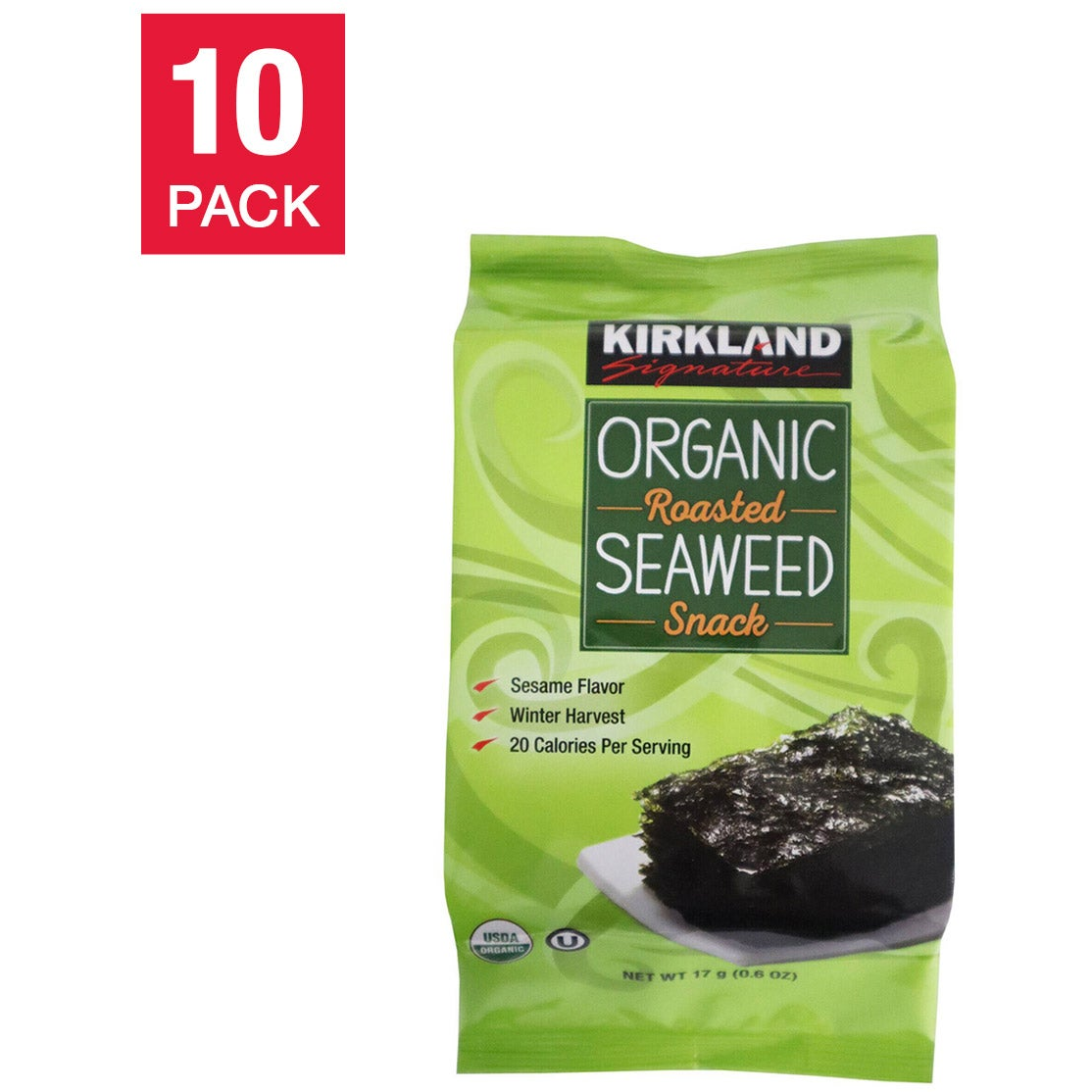 Kirkland Signature Organic Roasted Seaweed, 0.6 oz, 10-count