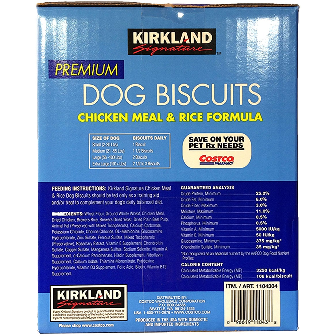 Kirkland Signature Chicken Meal & Rice Formula Dog Biscuits, 15 lbs