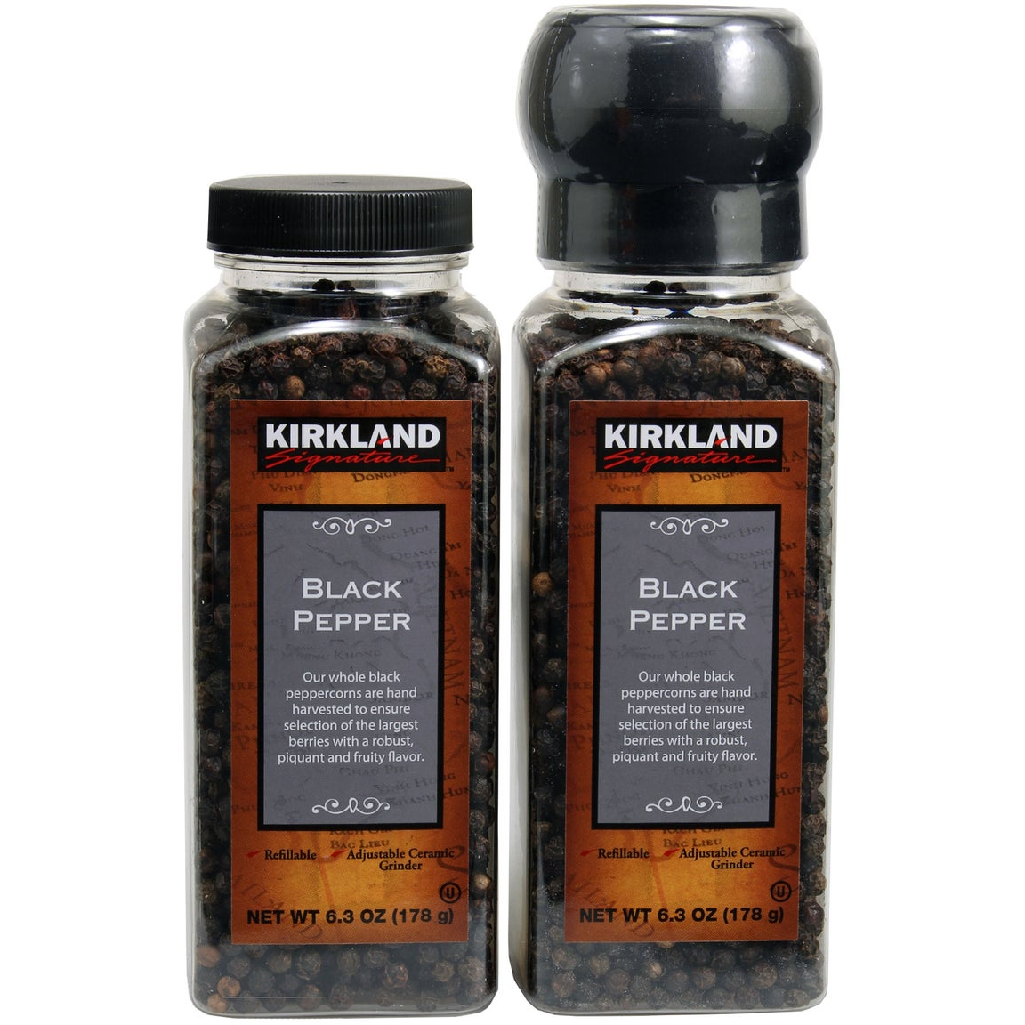 Kirkland Signature, Black Pepper with Grinder, 6.3 oz, 2-Count