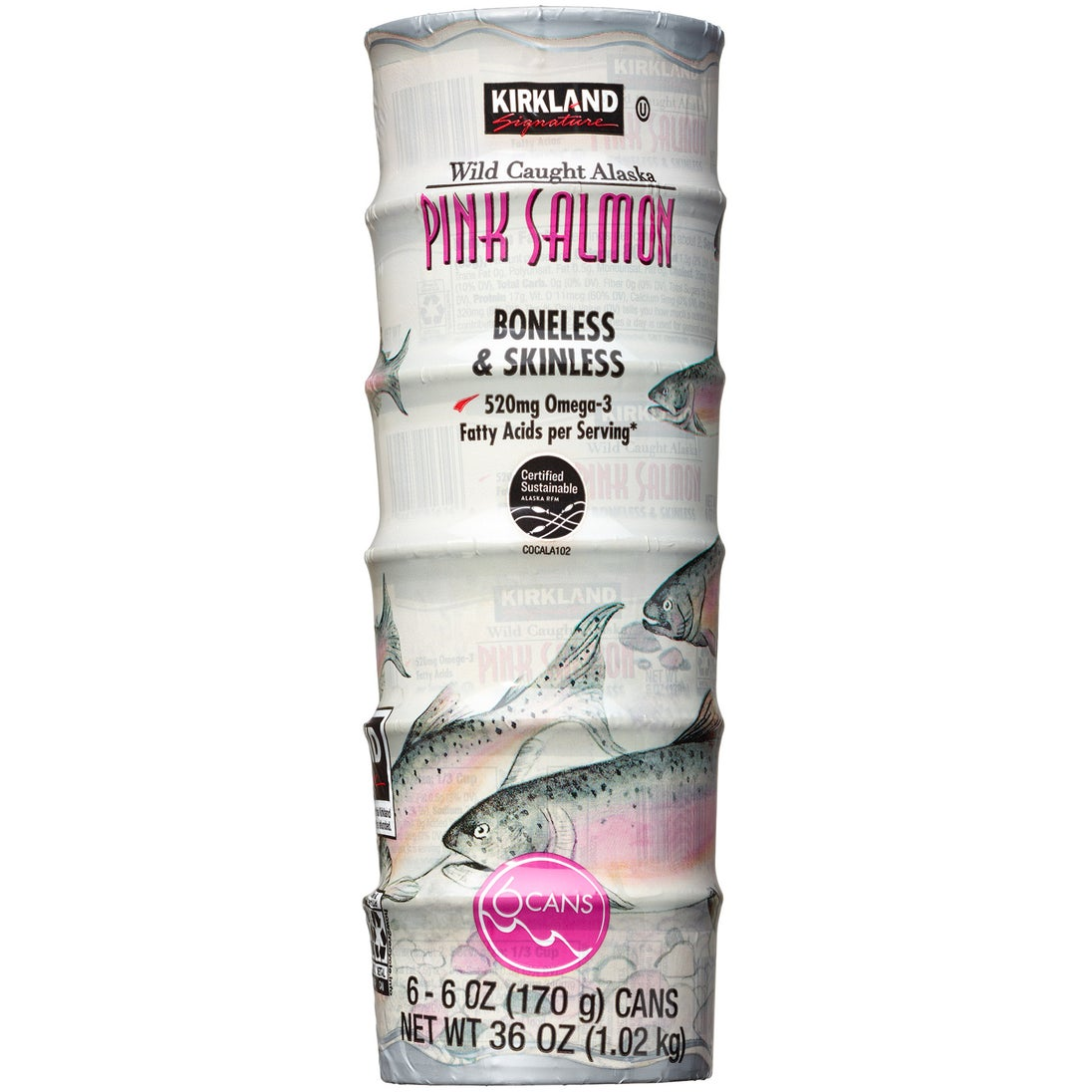 Kirkland Signature, Wild Alaskan Pink Salmon, 6 oz, 6-Count